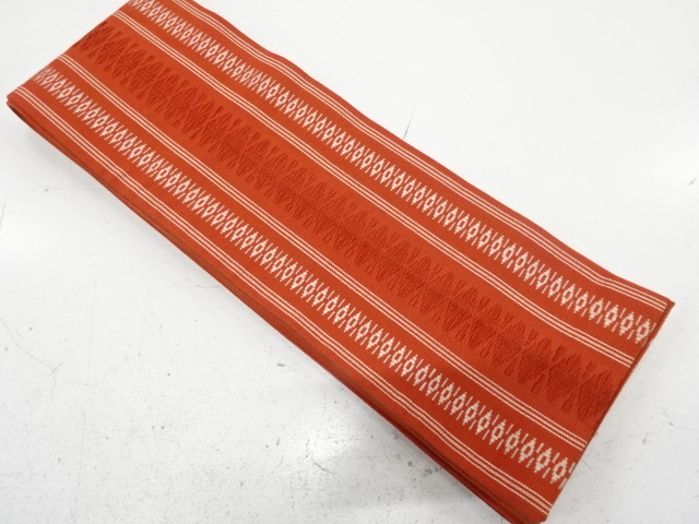 JAPANESE KIMONO / ANTIQUE HANHABA OBI / WOVEN RHOMBUS